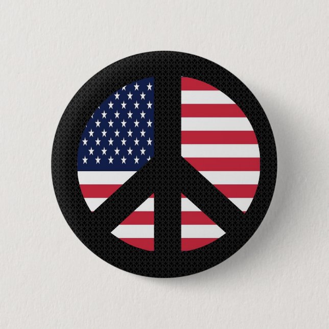 Bóton Redondo 5.08cm Sinal de paz com bandeira americana (Frente)