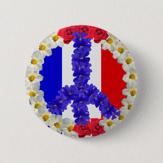 Bóton Redondo 5.08cm sinal de paz da bandeira francesa