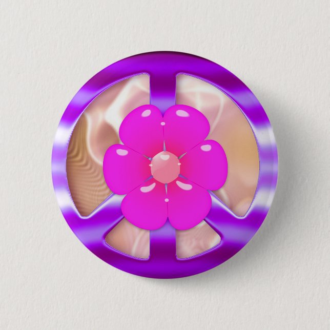 Bóton Redondo 5.08cm Sinal de paz roxo bonito (Frente)