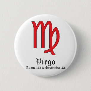 BÓTON REDONDO 5.08CM SINAL DE VIRGO ASTROLÓGICO, SÍMBOLO ZODIAC