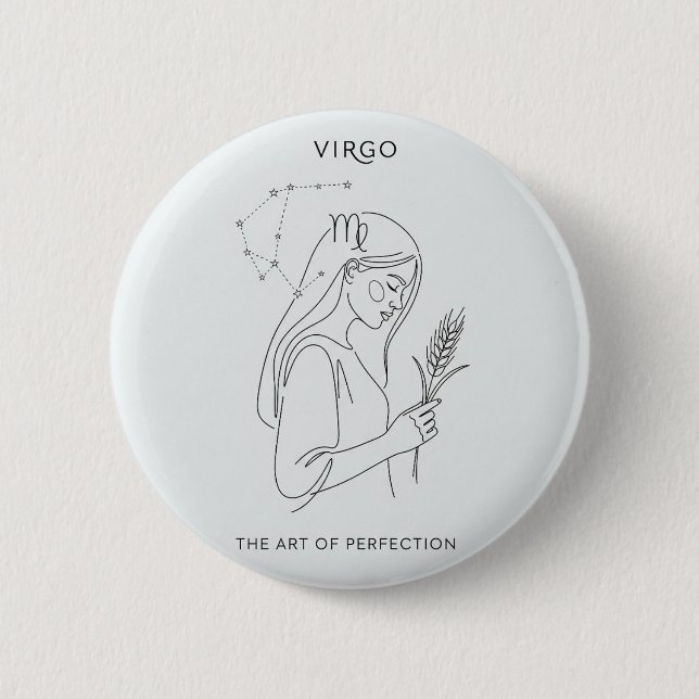 Bóton Redondo 5.08cm sinal de Virgo zodiac (Frente)