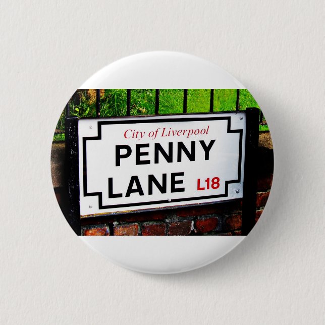 Bóton Redondo 5.08cm sinal Penny lane Liverpool England (Frente)