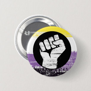 Bóton Redondo 5.08cm Sinalizador de Protesto Pintado Não-Binário