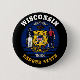 BÓTON REDONDO 5.08CM SINALIZADOR DO ESTADO DO WISCONSIN BADGER
