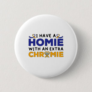 Bóton Redondo 5.08cm Sindroma Abaixo Sensibilização Homie Com Um Chromi