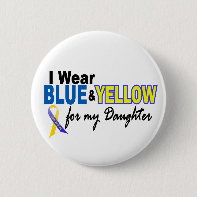 Bóton Redondo 5.08cm Síndrome de Down eu visto azul & amarelo para (Frente)