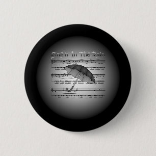 Bóton Redondo 5.08cm Singin' na partitura do ~ do guarda-chuva do ~ da