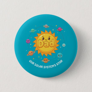 Bóton Redondo 5.08cm Sistema Solar Estrela Espaço Cartoon Pai Bonito