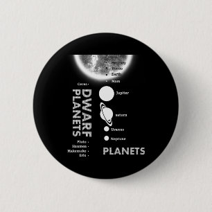 Bóton Redondo 5.08cm Sistema Solar - Planetas anões dotados de T shirt