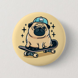 Bóton Redondo 5.08cm Skate de Cute Pug