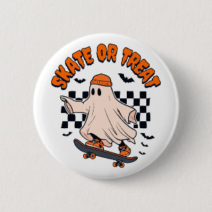 Bóton Redondo 5.08cm Skate ou Tratar o Dia das Bruxas do Fantasma