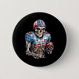 Bóton Redondo 5.08cm Skeleton American Football Player Halloween Graphi