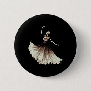 Bóton Redondo 5.08cm Skeleton Ballerina Balé Dance Halloween Mulheres G