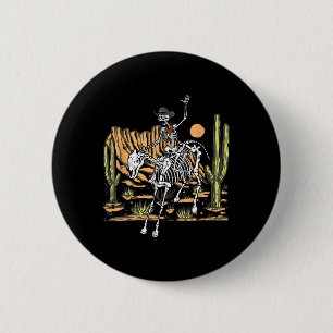 Bóton Redondo 5.08cm Skeleton Cowboy Andando Cavalo Halloween Rider Cos