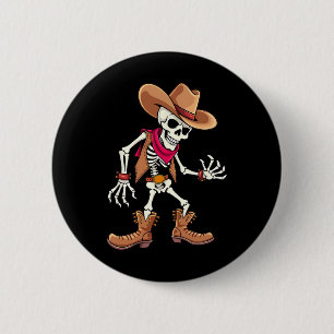 Bóton Redondo 5.08cm Skeleton Cowboy Halloween Meninos