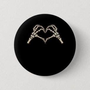 Bóton Redondo 5.08cm Skeleton Hand Hearts Design