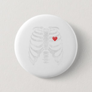 Bóton Redondo 5.08cm Skeleton Heart Cage Raios X Crianças Adultas Diver