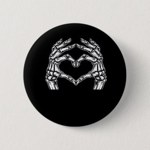 Bóton Redondo 5.08cm Skeleton Heart Hands Sign Halloween Figurume Basic