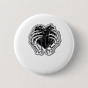 Bóton Redondo 5.08cm Skeleton Heart Mãos Engraçadas