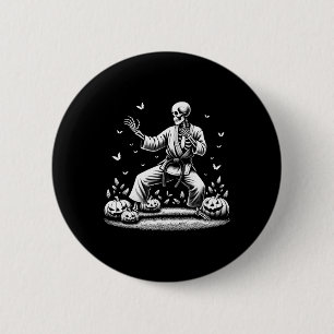 Bóton Redondo 5.08cm Skeleton Marcial Art Karate Judo Player Halloween
