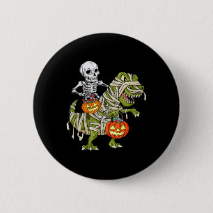 Bóton Redondo 5.08cm Skeleton Riding Mummy Dinosaur T rex Halloween