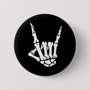 Bóton Redondo 5.08cm Skeleton Rock Hand Pocket Figurino de Halloween C
