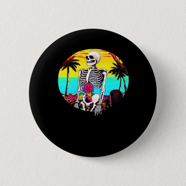 Bóton Redondo 5.08cm Skeleton Saindo do Sunset Beach Classic (Frente)