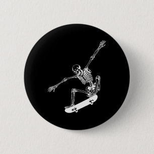 Bóton Redondo 5.08cm Skeleton Skateboard Skull Halloween Skate