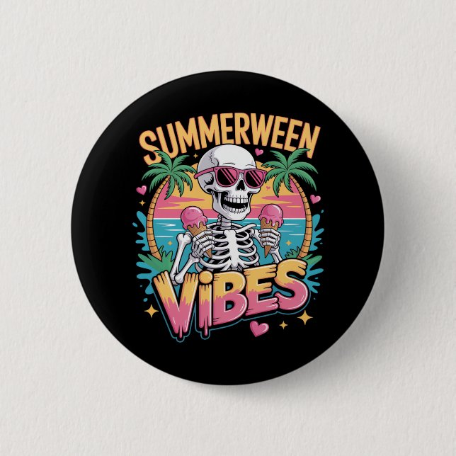 Bóton Redondo 5.08cm Skeleton Summerberry Vibes IceCream (Frente)