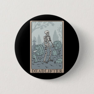 Bóton Redondo 5.08cm Skeleton Tarot Card Deadlifter