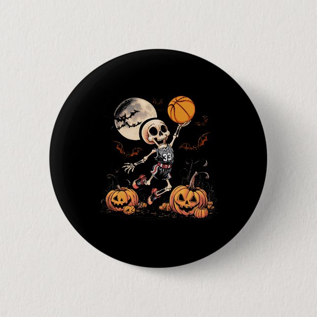 Bóton Redondo 5.08cm Skeleton Tocando Sketll Halloween Men Sketll (Frente)
