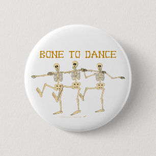 Bóton Redondo 5.08cm Skeletons De Dança Engraçados De Osso Para Danç
