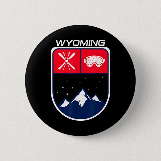 Bóton Redondo 5.08cm Ski Wyoming Mountain Skiing Trail Skier Goggle Pol (Frente)