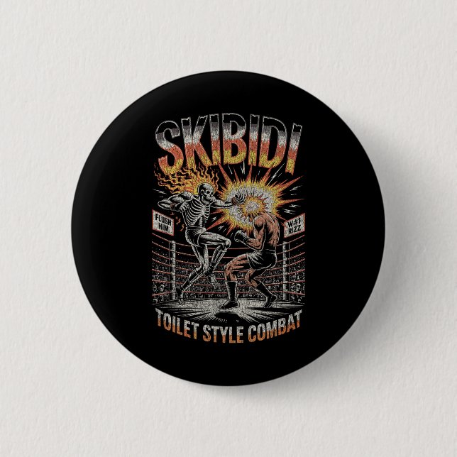 Bóton Redondo 5.08cm Skibidi Combate Skeleton Boxing Meme Explosio (Frente)