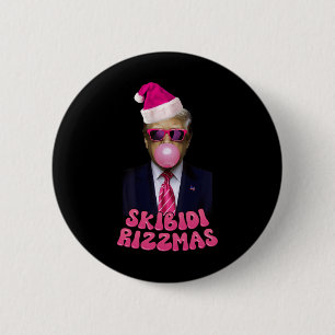 Bóton Redondo 5.08cm Skibidi Rizzmas Natal Pink Trump Bubble Gum Ch