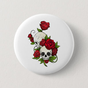 Bóton Redondo 5.08cm Skulls Rosa Día de Muertos