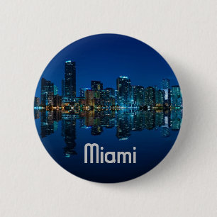 Bóton Redondo 5.08cm Skyline de Miami no crepúsculo