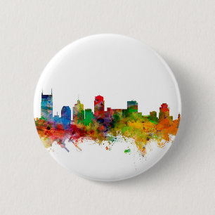 Bóton Redondo 5.08cm Skyline de Nashville Tennessee