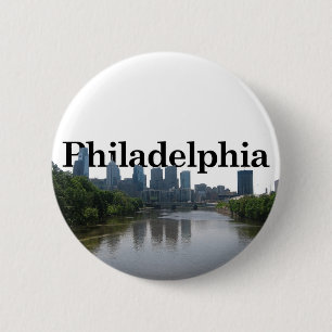 Bóton Redondo 5.08cm Skyline de Philadelphfia - com Phil. no backgrnd