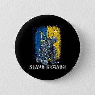 Bóton Redondo 5.08cm Slava Ukraini Glória à Ucrânia Tridente Pró-Ucrâni