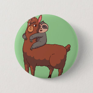 Bóton Redondo 5.08cm Sloth Llama Hugging