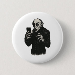Bóton Redondo 5.08cm Smartphone Nosferatu Selfie Count Orlok Ha