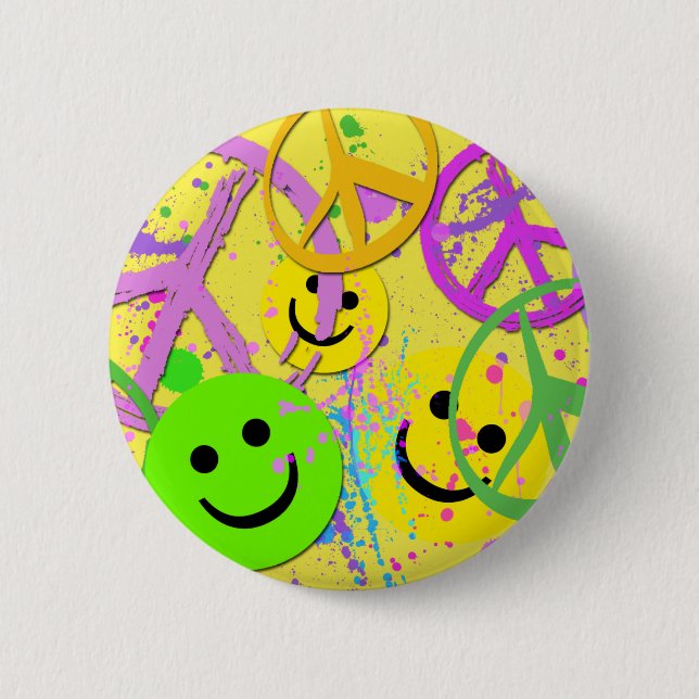 BÓTON REDONDO 5.08CM SMILEY E SINAIS DE PAZ (Frente)