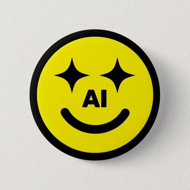 Bóton Redondo 5.08cm Smiley Face AI™ Button (Frente)