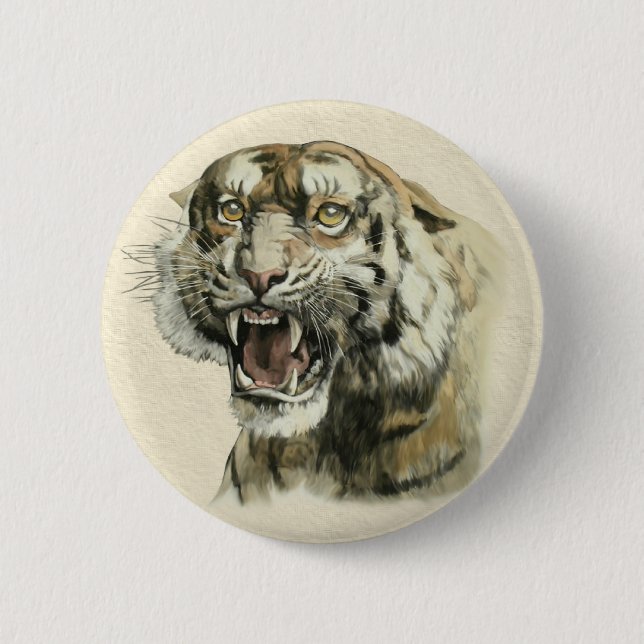 Bóton Redondo 5.08cm Snarling Tiger (Frente)