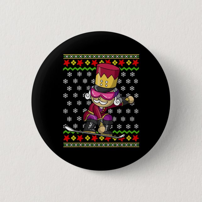 Bóton Redondo 5.08cm Snowboard Nutcracker Snowboard Ugly Christmas S (Frente)