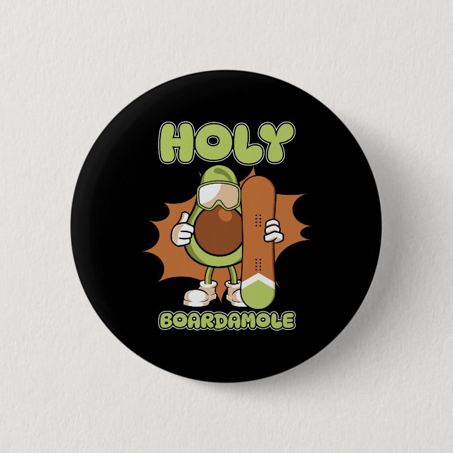 Bóton Redondo 5.08cm Snowboarder Snowboard - Snowboard Avocado Santo (Frente)