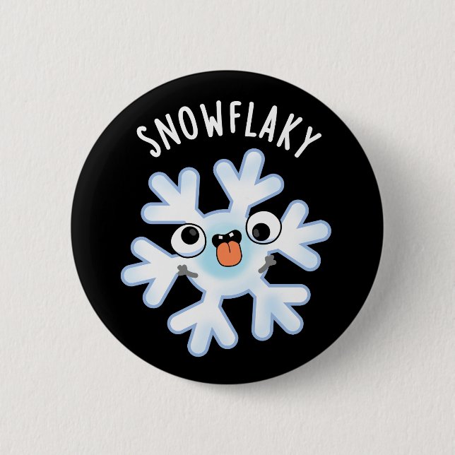 Bóton Redondo 5.08cm Snowflaky Funny Snow Flake Pun Dark BG (Frente)