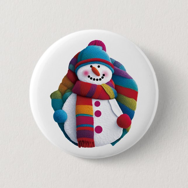 Bóton Redondo 5.08cm Snowman de Natal (Frente)