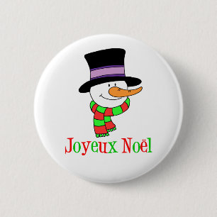 Bóton Redondo 5.08cm Snowman Joyeux Noel